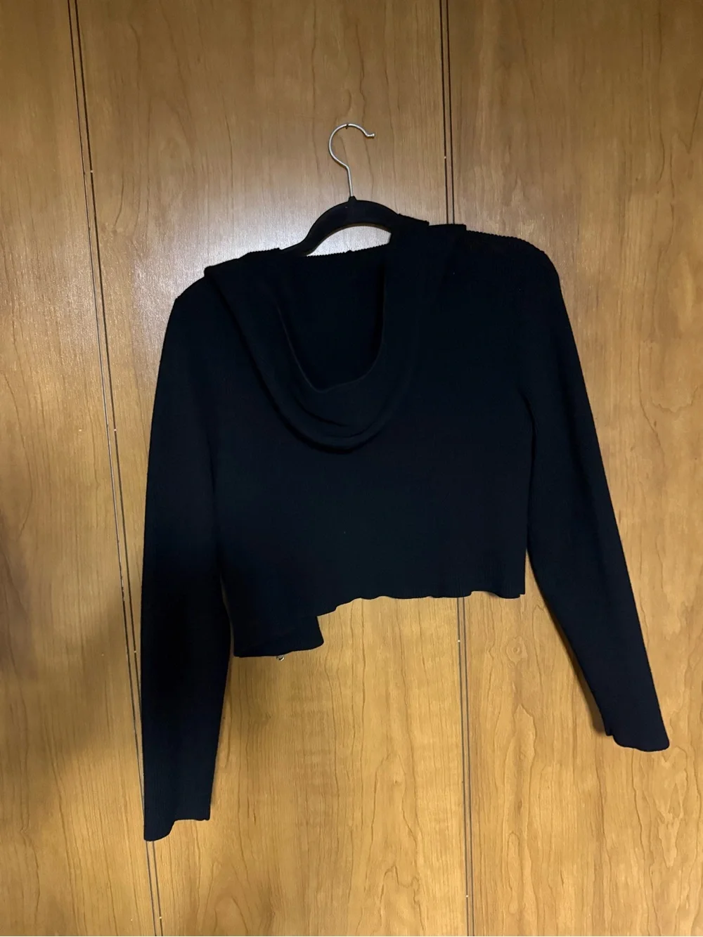 Sunday Best Black Ribbed Zip Up Hoodie Cropped Cardigan